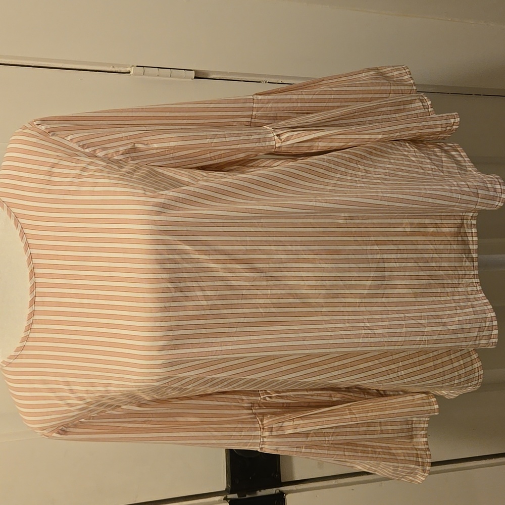 Brooks Brothers Striped Ruffle Sleeve Blouse Pink And White Size 8